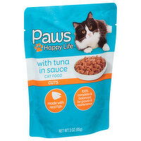 Paws Happy Life Cat Food, With Tuna in Sauce, Cuts - 3 Ounce 