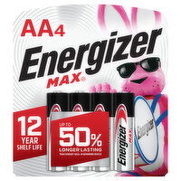 Energizer Batteries, Alkaline, AA, 4 Pack - 4 Each 