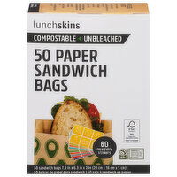 Lunchskins Sandwich Bags, Paper, Avocado - 50 Each 