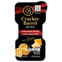 Cracker Barrel Bites, with Mini Crackers, Extra Sharp Yellow & Extra Sharp White Cheddar - 1.58 Ounce 