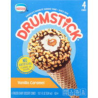 Drumstick Frozen Dairy Dessert Cones, Vanilla Caramel - 4 Each 