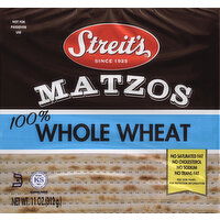 Streit's Matzos, 100% Whole Wheat, No Salt Added - 11 Ounce 