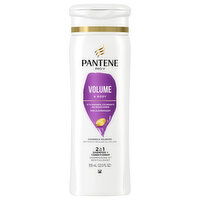 Pantene Shampoo + Conditioner, 2 in 1, Volume & Body - 12 Fluid ounce 