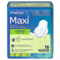 TopCare Pads, with Flexi-Wings, Maxi, Long Super, Unscented - 16 Each 