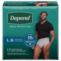 Depend Underwear, Maximum, Large - 17 Each 