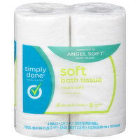 Simply Done Bath Tissue, Soft, Double Rolls, 2-Ply - 4 Each 