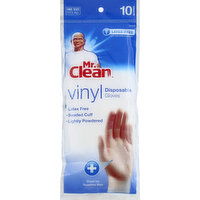 Mr. Clean Gloves, Vinyl, Disposable, One Size Fits All - 10 Each 