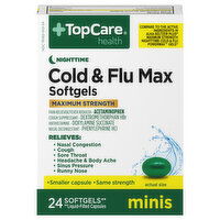 TopCare Cold & Flu Max, Maximum Strength, Nighttime, Minis, Softgels - 24 Each 