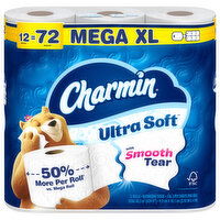 Charmin 2-Ply Unscented Mega XL Rolls Bathroom Tissue - 12 Each