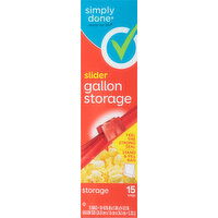 Simply Done Storage Bags, Slider, Gallon - 15 Each 