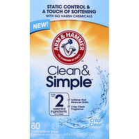 Arm & Hammer Fabric Softener Sheets, Crisp Clean - 80 Each 