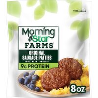 MorningStar Farms Plant Based Sausage Patties, Original - 8 Ounce