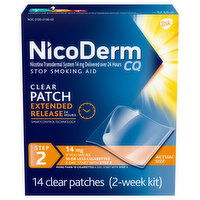 NicoDerm CQ Stop Smoking Aid, 14 mg, Clear Patch, Step 2 - 14 Each 