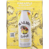 Malibu Splash Pineapple & Coconut Sparkling Malt Beverage Can, 4 cans / 12 fl oz     - 12 Ounce 