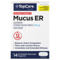 TopCare Mucus ER, Maximum Strength, 1200 mg, Extended-Release Tablets - 14 Each 