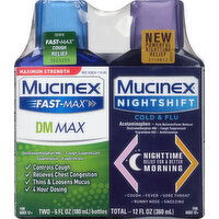 Mucinex DM Max/Cold & Flu, Maximum Strength, Fast-Max/Night Shift - 2 Each 