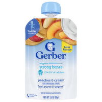 Gerber Fruit Puree & Yogurt, Toddler (12+ Months), Peaches & Cream - 3.5 Ounce 