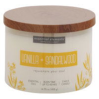 Essential Elements Candle, Vanilla + Sandalwood - 1 Each