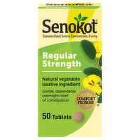 Senokot Senna Concentrate, Standardized, Regular Strength, 8.6 mg, Tablets - 50 Each 