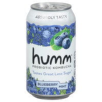 Humm Probiotic Kombucha, Blueberry Mint - 12 Fluid ounce 