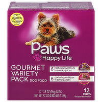 Paws Happy Life Dog Food, Filet Mignon Flavor/Porterhouse Flavor, Gourmet, Variety Pack - 12 Each 