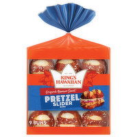 King's Hawaiian Buns, Pretzel Slider, Original Hawaiian Sweet - 9 Each 