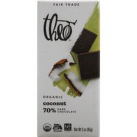 Theo Dark Chocolate, Organic, Coconut, 70% - 3 Ounce 