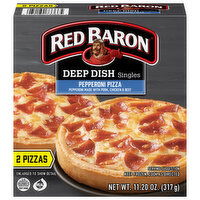 Red Baron Pizza, Deep Dish, Pepperoni, Singles - 2 Each 