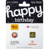 Happy Birthday Gift Card, $20-$500 - 1 Each 