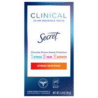 Secret Antiperspirant/Deodorant, 72HR, Invisible Solid, Stress Response