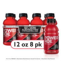 Powerade  Electrolyte Enhanced Fruit Punch Sports Drink, 8 Count Bottles - 12 Fluid ounce 