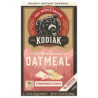 Kodiak Oatmeal, Strawberries & Cream, Protein-Packed - 6 Each 