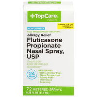 TopCare Fluticasone Propionate Nasal Spray, Allergy Relief, Non-Drowsy, Full Prescription Strength, 50 mcg