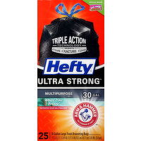 Hefty Trash Bags, Drawstring, White Pine Breeze, Large, 30 Gallon - 25 Each 