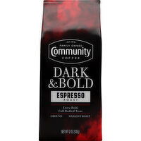 Community Coffee Coffee, Ground, Dark Roast, Espresso Roast, Dark & Bold - 12 Ounce 