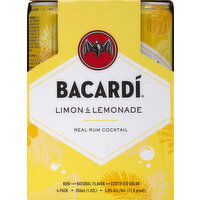 Bacardi Cocktail, Limon & Lemonade, 4 Pack - 4 Each