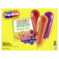 Popsicle Ice Pops, Sugar Free, Orange Cherry Grape, 32 Pack - 32 Each 