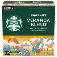 Starbucks Coffee, Ground, Blonde Roast, Veranda Blend, K-Cup Pods - 32 Each 