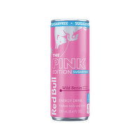 Red Bull Pink Edition Sugar Free Energy Drink, Wild Berries, with 80mg Caffeine, Taurine & B Vitamins - 8.4 Fluid Ounce