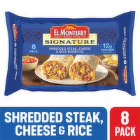 El Monterey Burritos, Shredded Steak, Cheese & Rice - 8 Each 