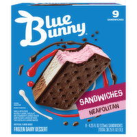 Blue Bunny Frozen Dairy Dessert, Neapolitan, Sandwiches - 9 Each 