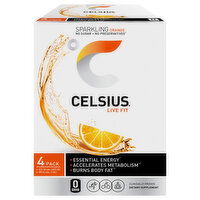 Celsius Sparkling, Orange, 4 Pack