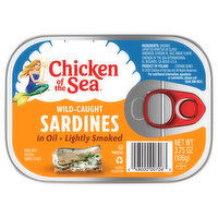 Chicken of the Sea Sardines, in Oil, Wild-Caught, Lightly Smoked - 3.75 Ounce 