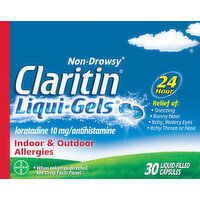 Claritin Allergies Relief, Indoor & Outdoor, Non-Drowsy, 10 mg, Capsules - 30 Each 