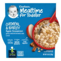 Gerber Cereal, Oatmeal & Barley, Apple Cinnamon, Toddler (12+ Months) - 4.5 Ounce 