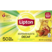 Lipton Black Tea, Decaf, Decaffeinated, Tea Bags - 50 Each 