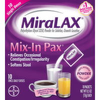 MiraLAX Osmotic Laxative, Unflavored, Powder - 10 Each 