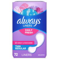 Always Liners, Thin Regular, Unscented - 72 Each 