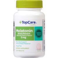 TopCare Melatonin, Natural Cherry Flavor, Quick Dissolve, 5 mg, Tablets - 120 Each 