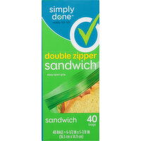 Simply Done Sandwich Bags, Double Zipper - 40 Each 